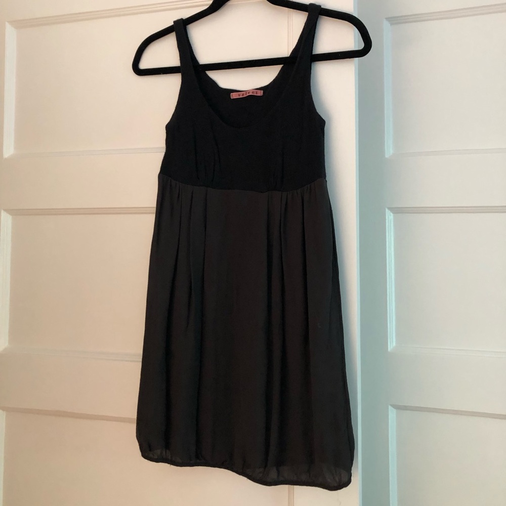 Velvet baby doll black mini dress